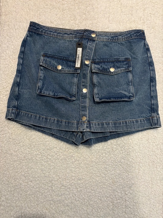Steve Madden Pants - Steve Madden Blue Button-Front High-Waist Denim Shorts